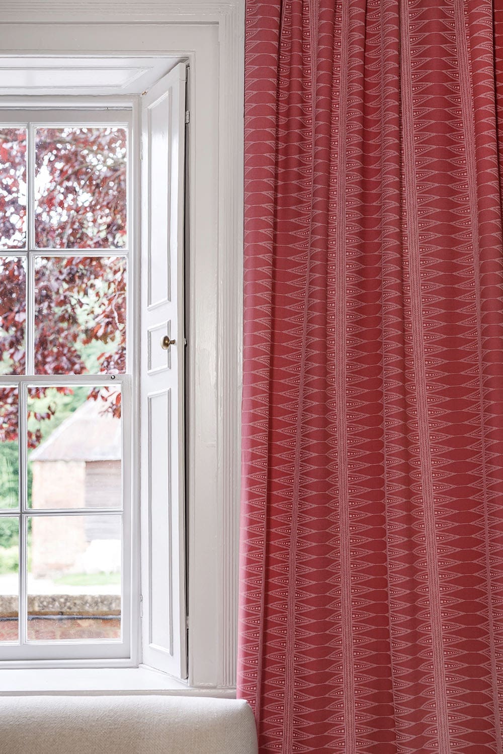 Indian Stripe Fabric in Snug Red by Barneby Gates
