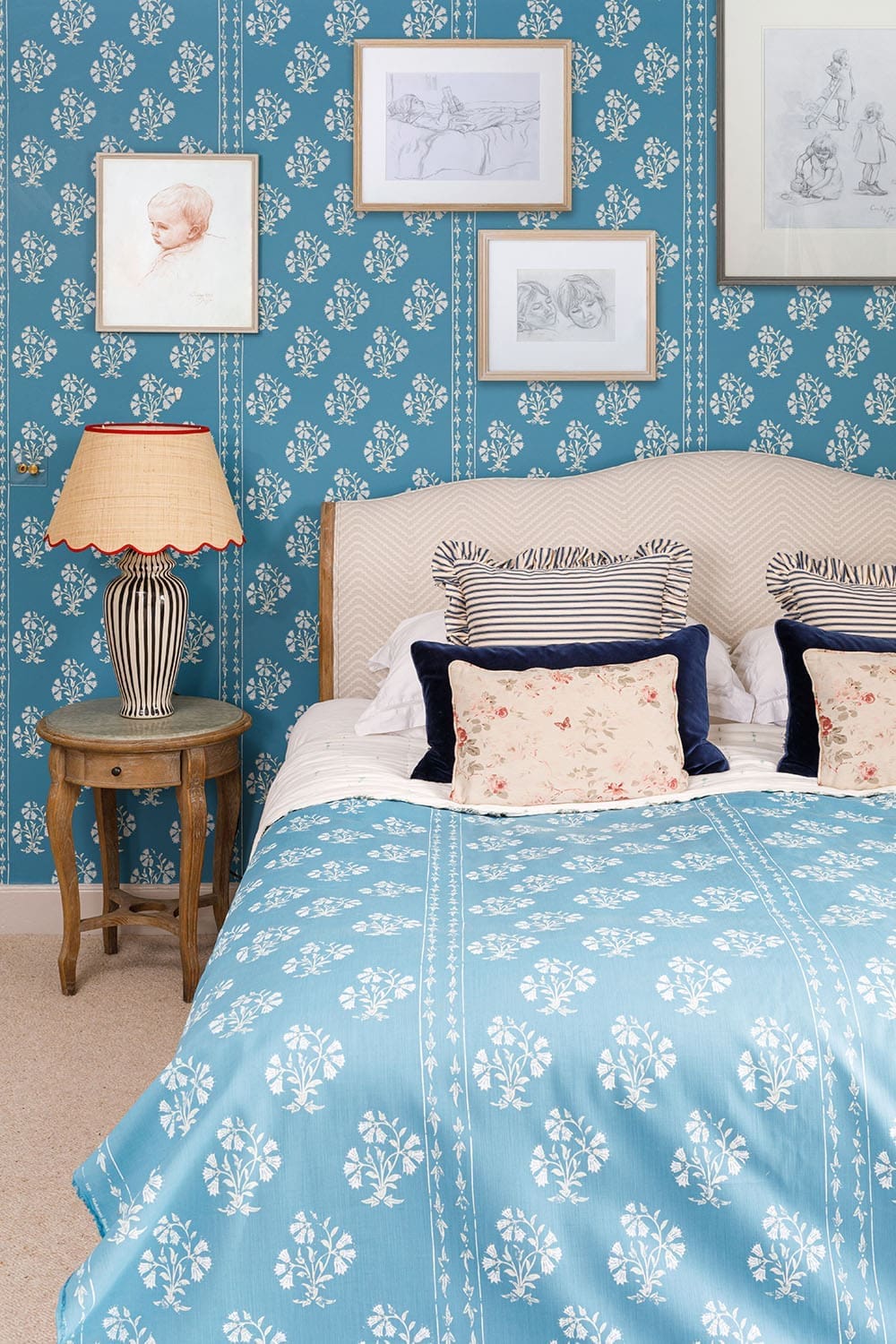 Maharani Block Print Fabric in Jaipur blue by Barneby Gates