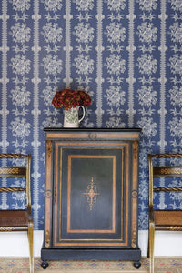 Asiatic Pheasant Wallpaper Collaboration with Burleigh in Navy by Barneby Gates
