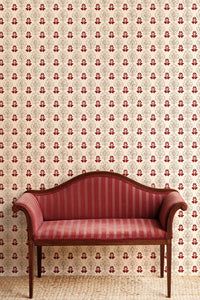 Floral Block Wallpaper in Chocolate / Red by Barneby Gates