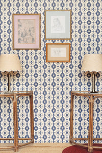 Kilim Wallpaper in Navy by Barneby Gates