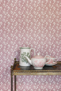 Calico Wallpaper Collaboration With Burleigh in Burnt Rose by Barneby Gates