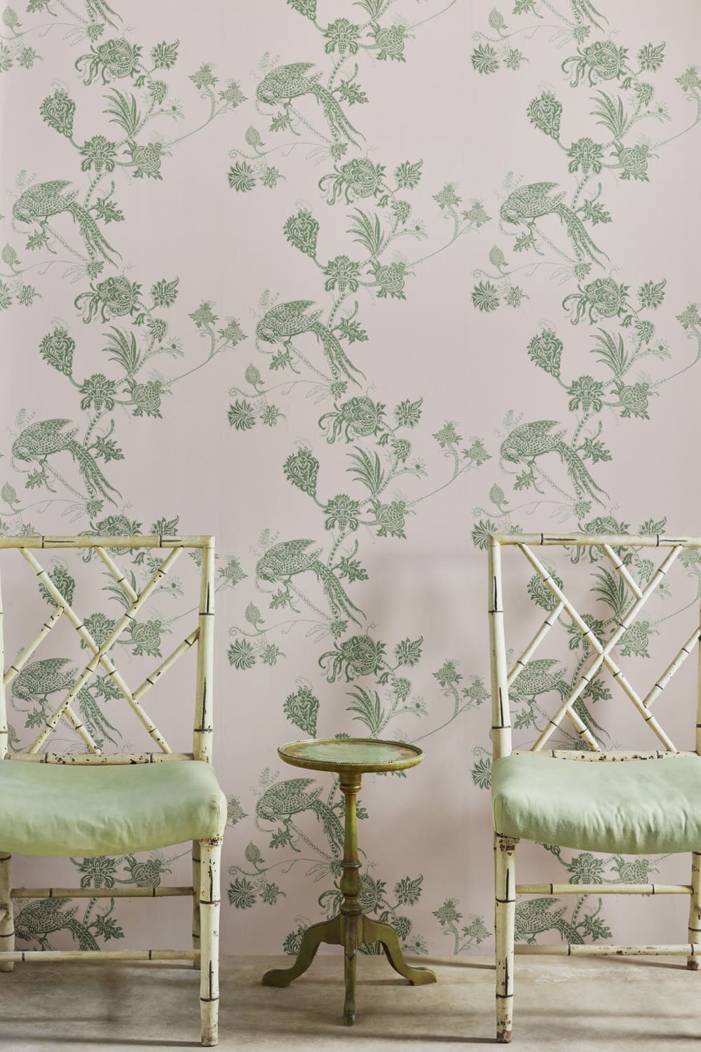 Vintage Bird Trail Wallpaper in Pink / Green by Barneby Gates