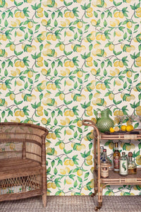 Capri Lemons Wallpaper in Natural by Barneby Gates