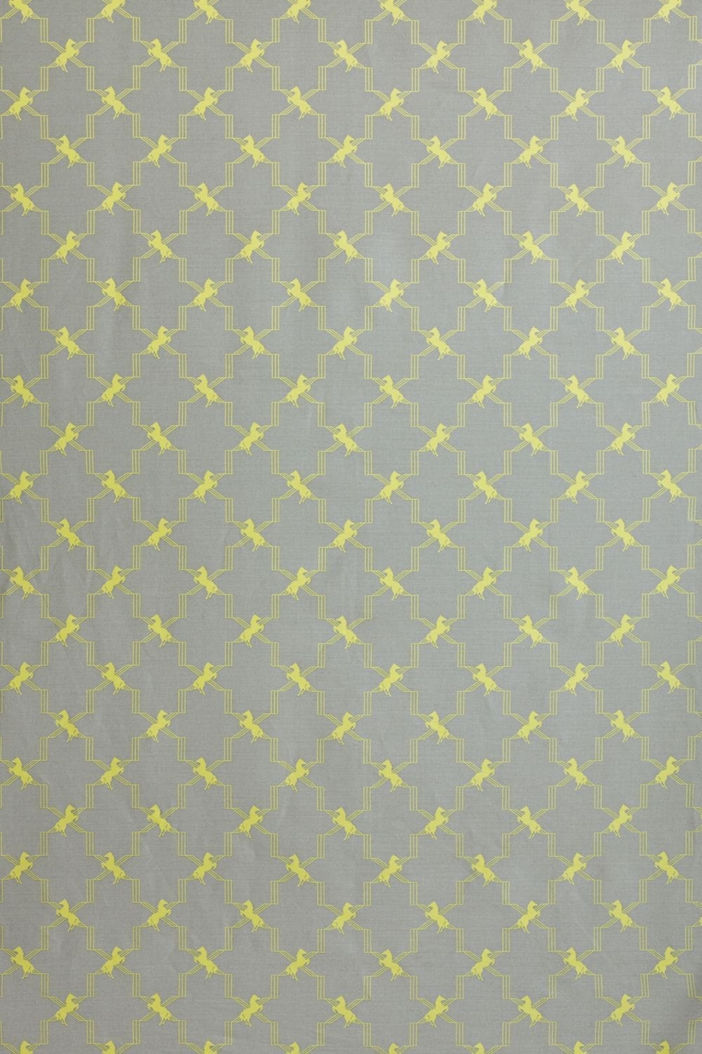 Horse Trellis Fabric in Acid yellow on grey by Barneby Gates