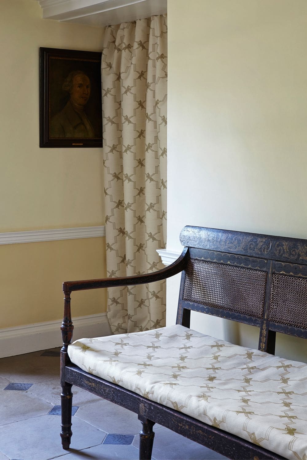 Horse Trellis Fabric in Metallic Stone by Barneby Gates
