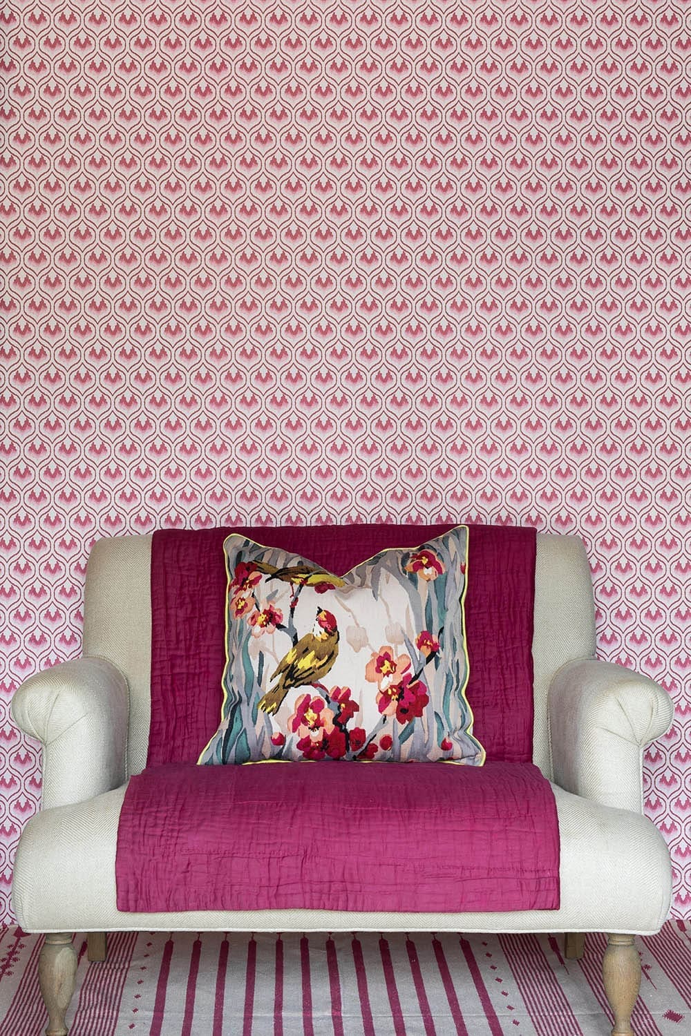 Ikat Heart Wallpaper in Oxblood by Barneby Gates
