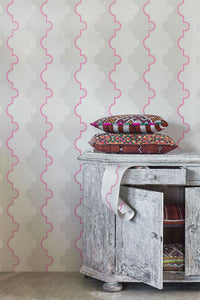 Jigsaw Stripe Wallpaper in Pink by Barneby Gates