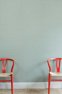 Lattice Cane Wallpaper in Light Olive / Red by Barneby Gates