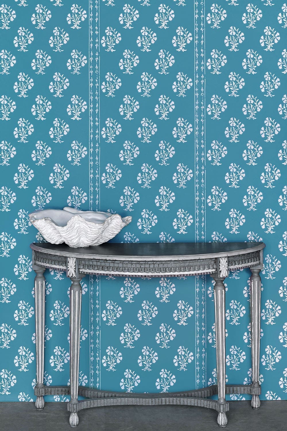 Maharani Block Print Wallpaper Collaboration With Willow Crossley in Jaipur blue by Barneby Gates