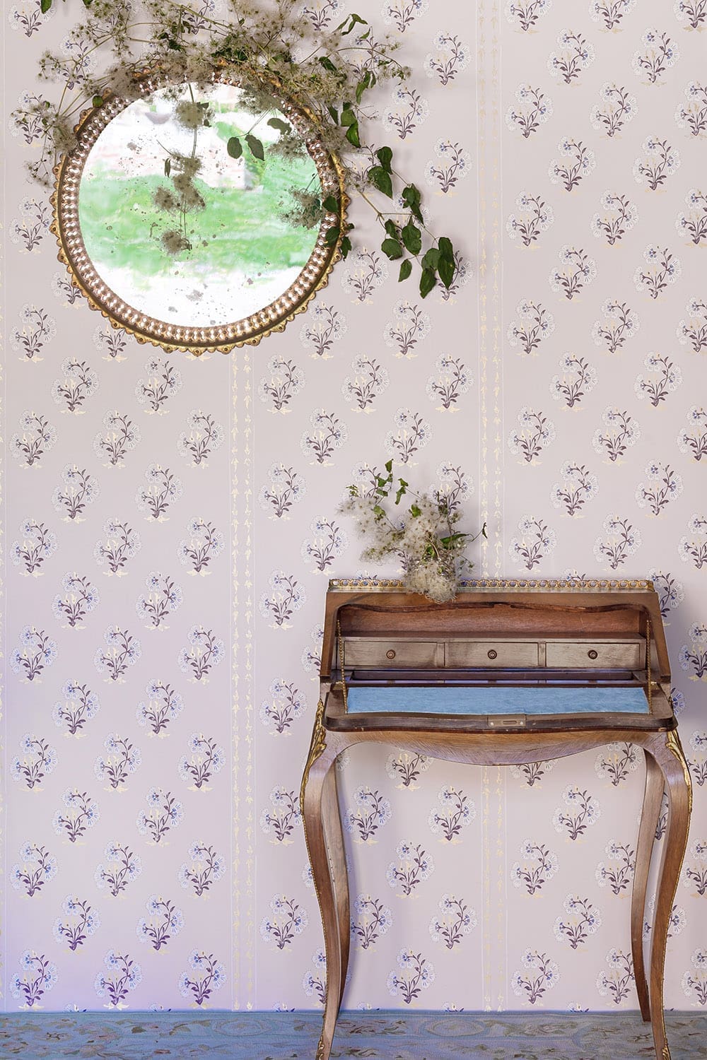 Maharani Block Print Wallpaper Collaboration With Willow Crossley in Rajasthani Plaster by Barneby Gates