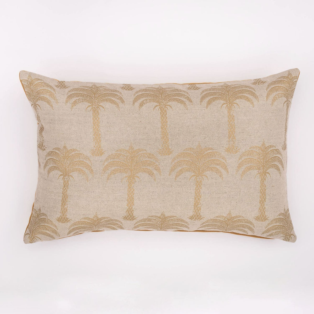 Marrakech Palm Cushion in Gold on Natural by Barneby Gates
