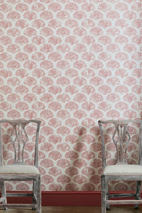 Scallop shell wallpaper in red by Barneby Gates