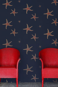 Starfish Wallpaper in Navy/Sienna by Barneby Gates
