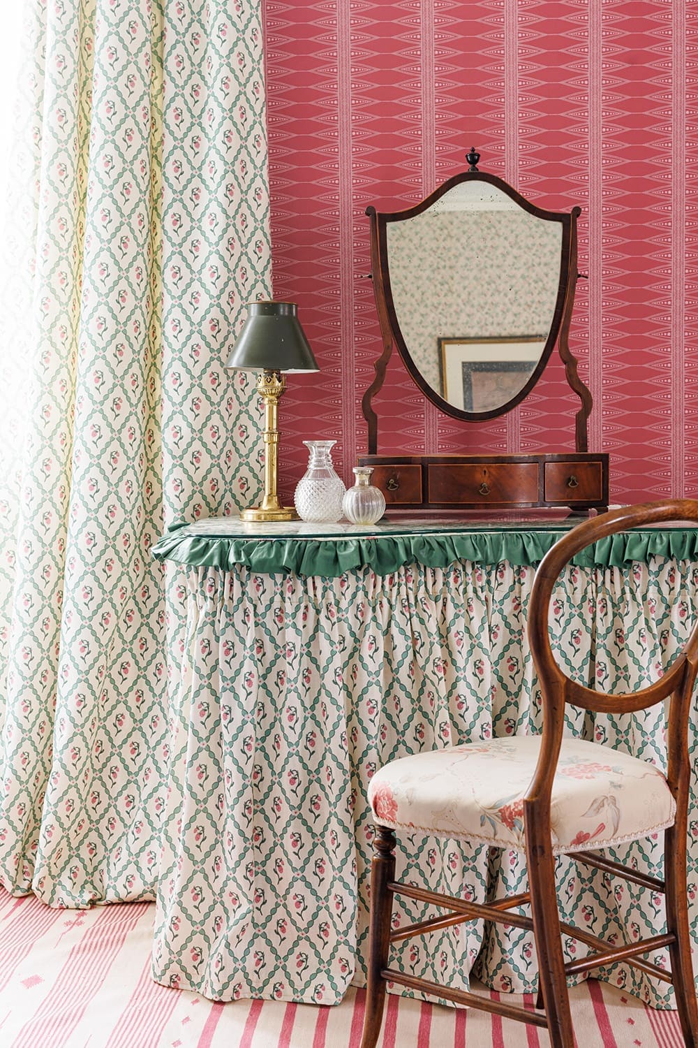 Wild Strawberry Trellis Fabric in Vintage Cream by Barneby Gates