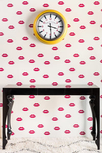 Lips Wallpaper collaboration with Tabitha Webb - Red on Cream by Barneby Gates