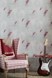 Bolt from Mars Wallpaper in Red on Natural by Barneby Gates
