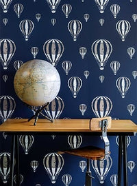 Hot Air Balloon Wallpaper in Midnight Blue by Barneby Gates