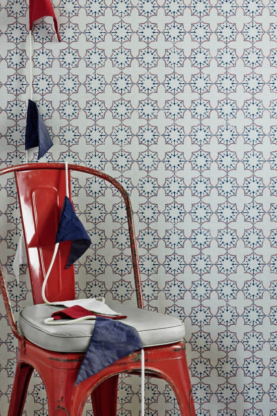 Anchor Tile Wallpaper - Red / White / Blue – Barneby Gates