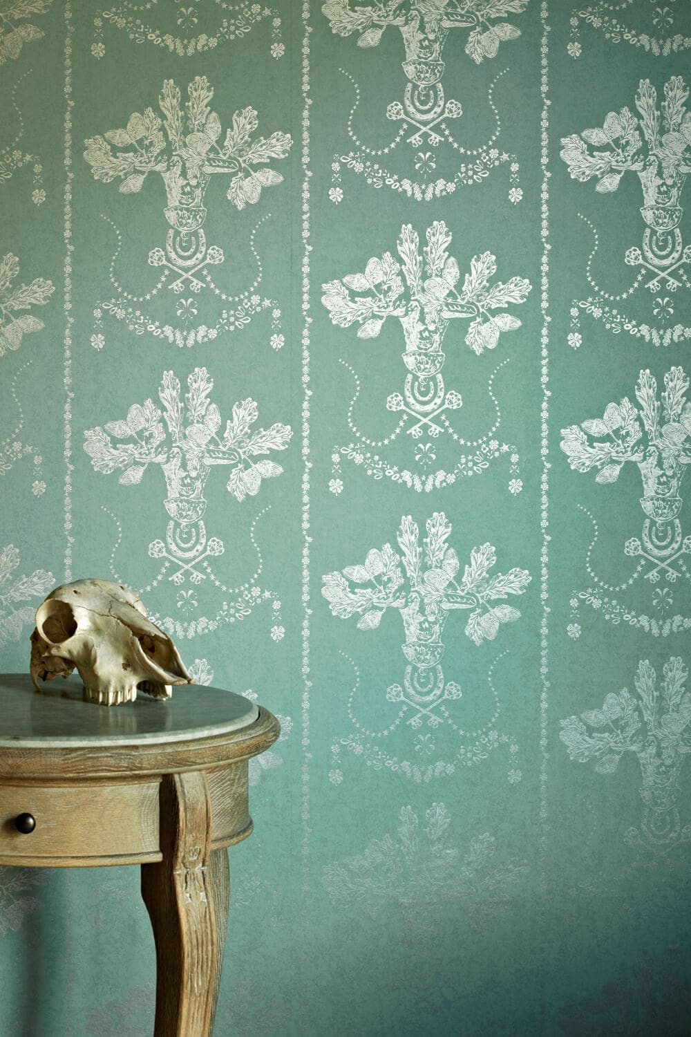 Lucky Charms Wallpaper in Graphite on Denim by Barneby Gates