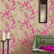 Hot Pink on Tea Stain