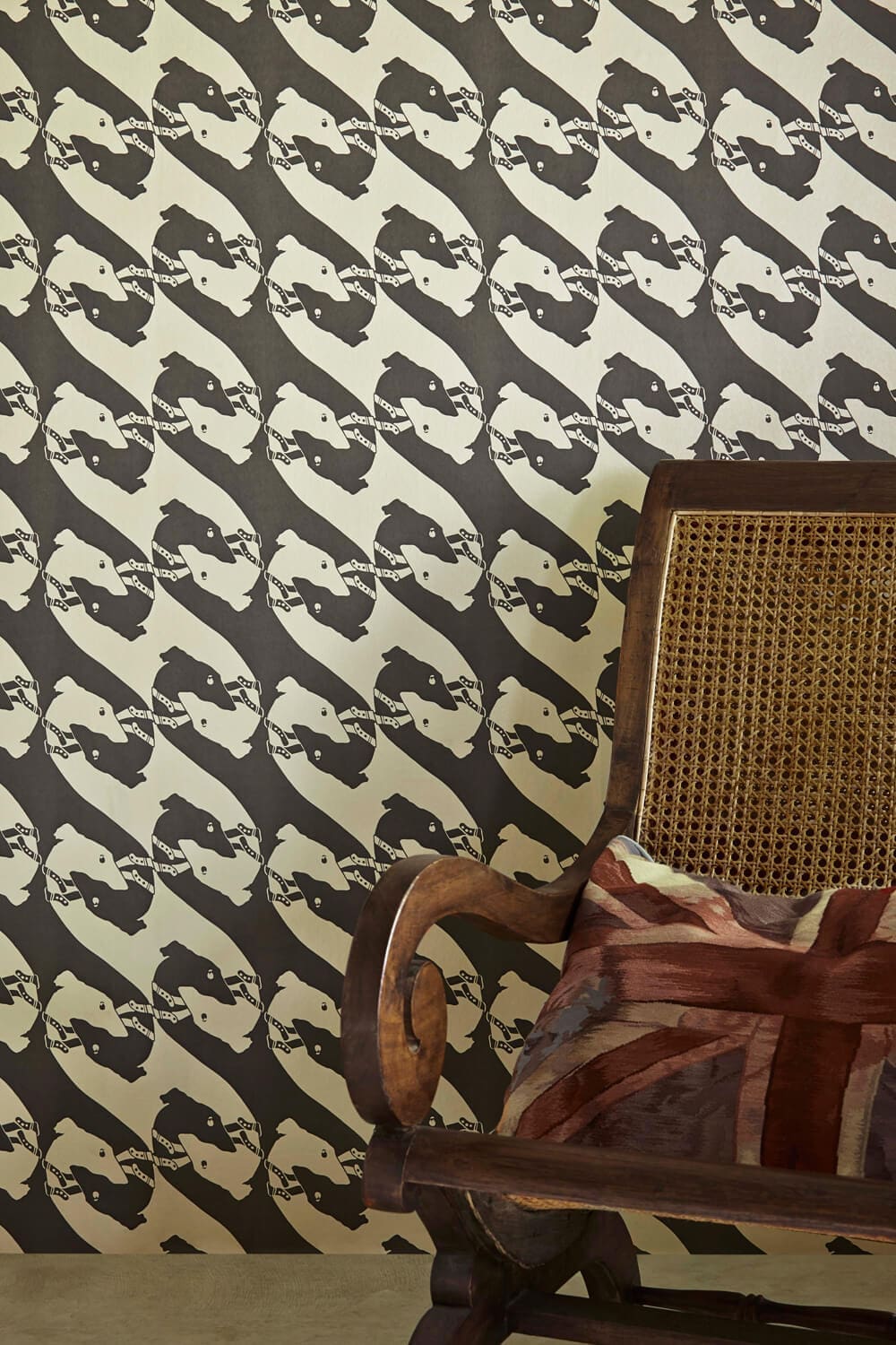 The Dogs Wallpaper in Charcoal by Barneby Gates