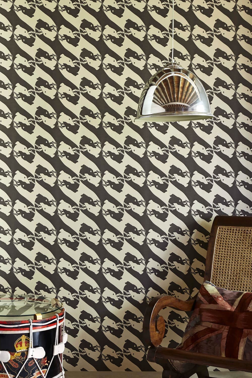 The Dogs Wallpaper in Charcoal by Barneby Gates