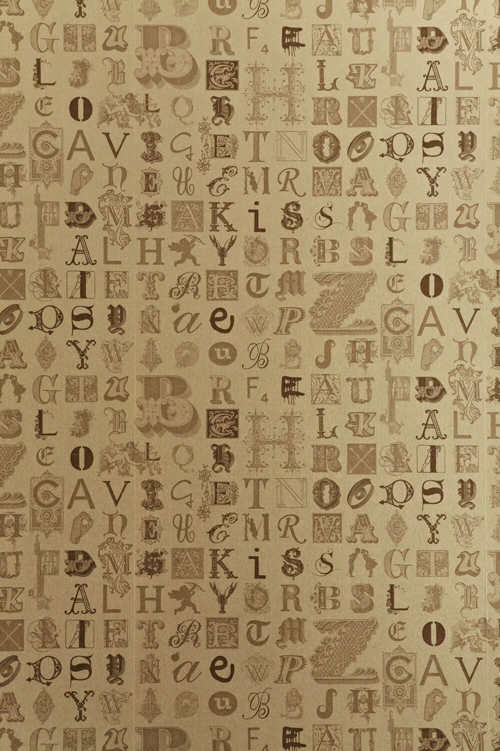 Typecast Wallpaper in Vintage Gold by Barneby Gates